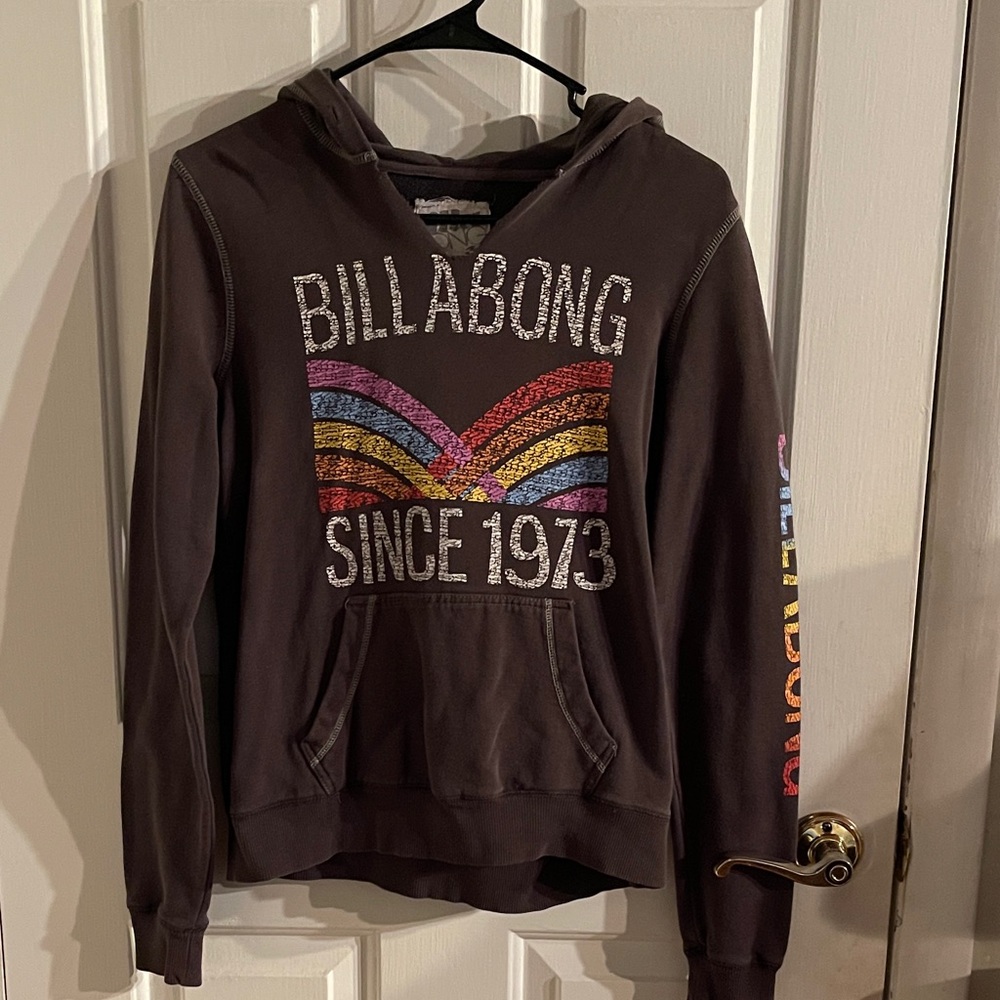Billabong Dark Gray Hoodie with Colorful Stripes